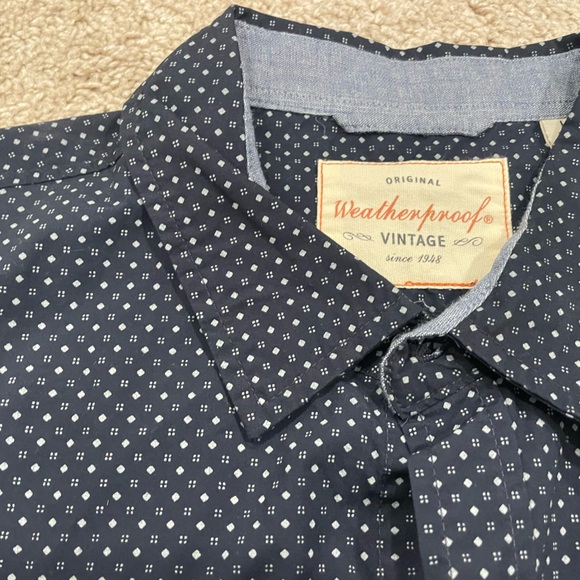 Weatherproof Vintage Navy Blue Button Down Short-sleeve Mens Shirt Size L NWT - Picture 4 of 5